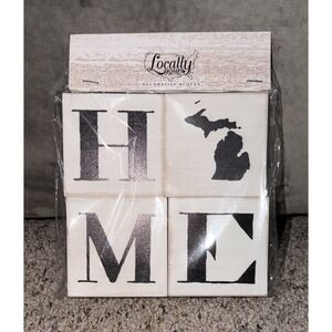 Locally Yours Home Michigan Wooden Blocks 3" Blocks Michigan New In Pack